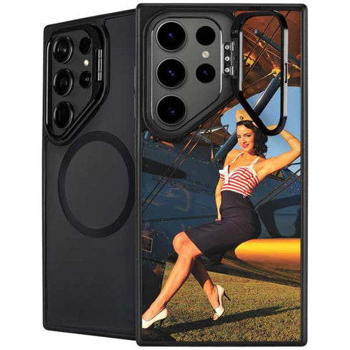 1940s Pin-Up On Stearman Biplane Galaxy S25 Ultra Kickstand Case